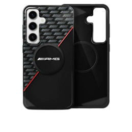 Etui AMG Double Layer Rhombs MagSafe do   Samsung Galaxy S25 czarno-czerwony
