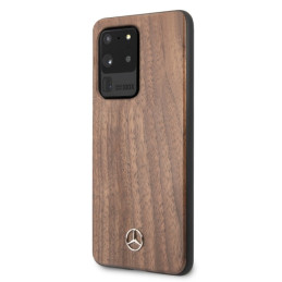 Etui Mercedes Wood Line Walnut do Galaxy S20 Ultra, brązowy/brown