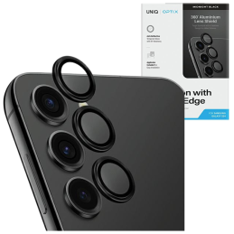 Szkło na obiektyw aparatu UNIQ Optix Aluminium Camera Lens Protector do Galaxy S24+, czarne/black