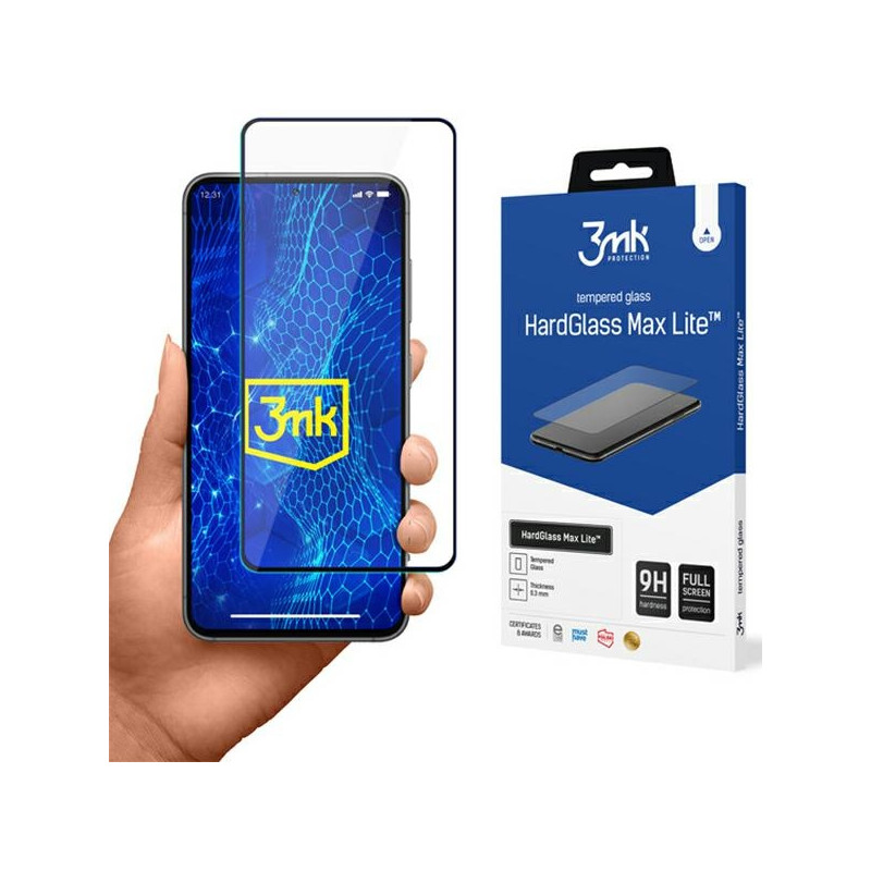 Szkło hartowane 3MK HardGlass Max Lite do Galaxy S23+, czarna ramka
