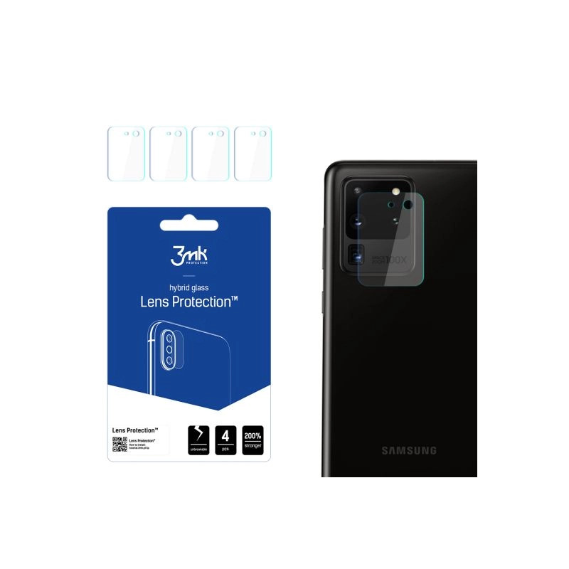 Szkło na obiektyw aparatu 3mk Lens Protection do Samsung Galaxy S20 Ultra, 4szt