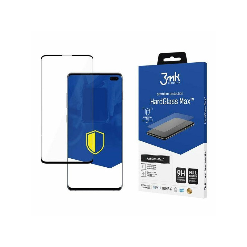 Szkło Hartowane 3MK HardGlass Max do Galaxy S10 Plus, czarna ramka