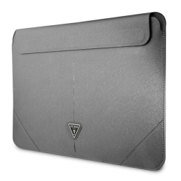 Torba / pokrowiec Guess Sleeve Saffiano Triangle Logo na laptop do 14", srebrna