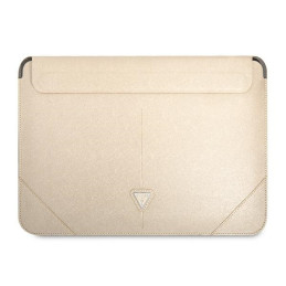 Torba / pokrowiec Guess Sleeve Saffiano Triangle Logo na laptop do 14", beżowa