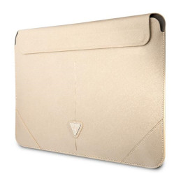 Torba / pokrowiec Guess Sleeve Saffiano Triangle Logo na laptop do 14", beżowa