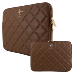 Torba / pokrowiec Guess Sleeve Quilted 4G na laptop do 14", brązowa