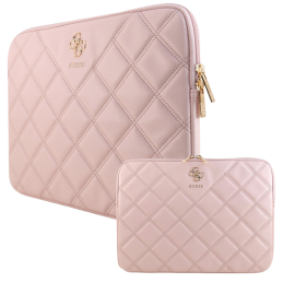 Torba / pokrowiec Guess Sleeve Quilted 4G na laptop do 14", różowa