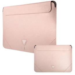 Torba / pokrowiec Guess Sleeve Saffiano Triangle Logo na laptop do 16", różowa