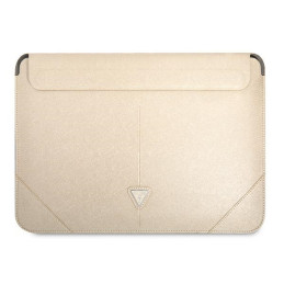 Torba / pokrowiec Guess Sleeve Saffiano Triangle Logo na laptop do 16", beżowa