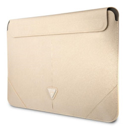 Torba / pokrowiec Guess Sleeve Saffiano Triangle Logo na laptop do 16", beżowa