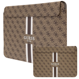 Torba / pokrowiec Guess 4G Printed Stripes na laptop do 16", brązowa