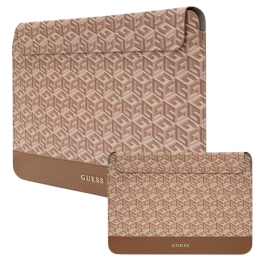 Torba / pokrowiec Guess Sleeve GCube Stripes na laptop do 16", brązowa