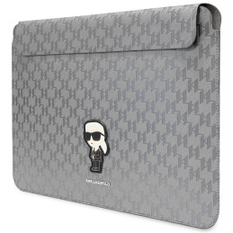 Pokrowiec/torba Karl Lagerfeld Saffiano Monogram Ikonik Sleeve  na laptop do 14", srebrna