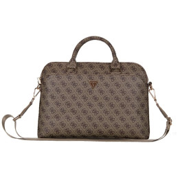 Torba Guess 4G Zipper Pocket Triangle Logo na laptop do 15", brązowa