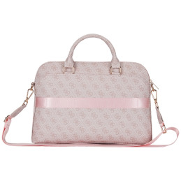 Torba Guess 4G Zipper Pocket Triangle Logo na laptop do 15", różowa
