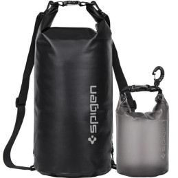 Torba wodoodporna Spigen A630 Aqua Shield Dry Bag IPX6 20L + 2L, czarna i przydymiona