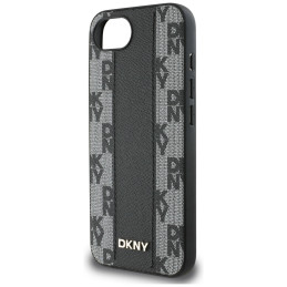 Etui DKNY Leather Checkered Mono Pattern MagSafe do iPhone 16e, czarny