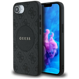 Etui Guess 4G Circle Classic Logo MagSafe do iPhone 16e, czarny