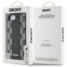 Etui DKNY Leather Checkered Mono Pattern MagSafe do iPhone 16e, czarny