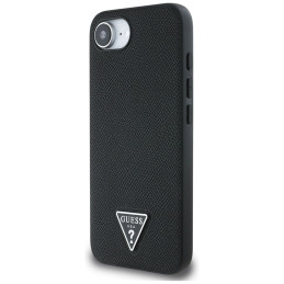 Etui Guess Grained Triangle MagSafe do iPhone 16e, czarny