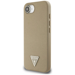 Etui Guess Grained Triangle MagSafe do iPhone 16e, brązowy