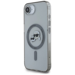 Etui Karl Lagerfeld IML Metal Karl & Choupette Heads MagSafe do iPhone 16e czarny