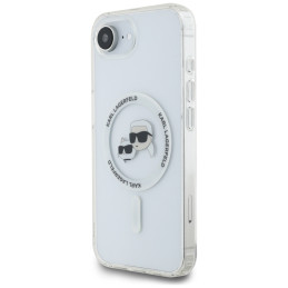 Etui Karl Lagerfeld IML Metal Karl & Choupette Heads MagSafe do iPhone 16e biały
