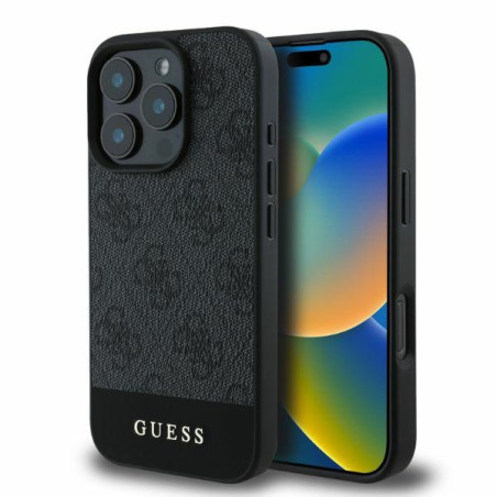 Etui Guess 4G Bottom Stripe do iPhone 16 Pro Max, szary/grey