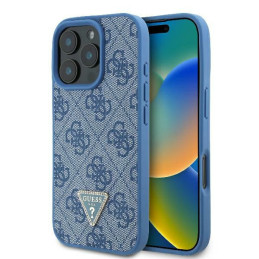 Etui Guess Leather 4G Triangle Strass do iPhone 16 Pro Max, niebieskie