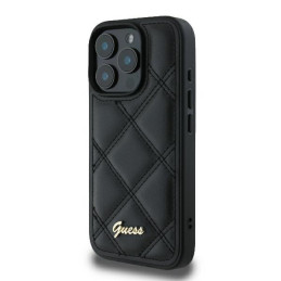 Etui Guess Quilted Metal Logo do iPhone 16 Pro Max, czarne