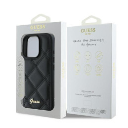 Etui Guess Quilted Metal Logo do iPhone 16 Pro Max, czarne