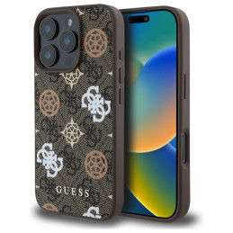Etui Guess Peony On 4G Background MagSafe do iPhone 16 Pro Max, brązowy/brown