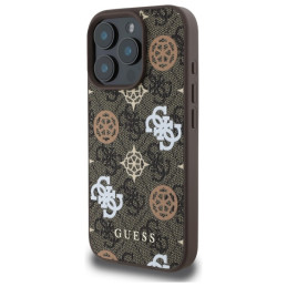 Etui Guess Peony On 4G Background MagSafe do iPhone 16 Pro Max, brązowy/brown