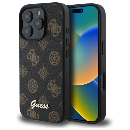 Etui Guess Peony Script MagSafe do iPhone 16 Pro Max, czarne