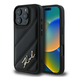 Etui Karl Lagerfeld Quilted Signature do iPhone 16 Pro Max, czarne
