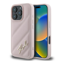 Etui Karl Lagerfeld Quilted Signature do iPhone 16 Pro Max, różowy/pink