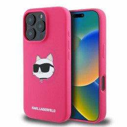 Etui Karl Lagerfeld Silicone Choupette Head Print MagSafe do iPhone 16 Pro Max, fuksja/fuschia
