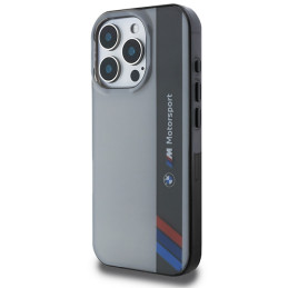 Etui BMW Motosport IML Vertical Stripe do iPhone 16 Pro Max, szary/grey