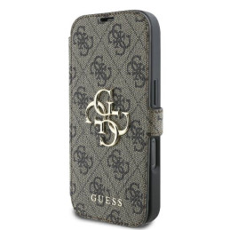 Etui Guess book 4G Metal Logo do iPhone 16 Pro Max, brązowy/brown