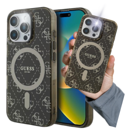Etui Guess IML 4G Background MagSafe do iPhone 16 Pro Max, brązowy/brown