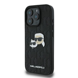 Etui Karl Lagerfeld Monogram Karl&Chaoupette Head Pin do iPhone 16 Pro Max, czarny/black