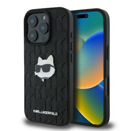 Etui Karl Lagerfeld Monogram Choupette Head Pin do iPhone 16 Pro Max, czarny/black