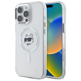 Etui Karl Lagerfeld IML Metal Choupette Head MagSafe do iPhone 16 Pro Max, biały/white