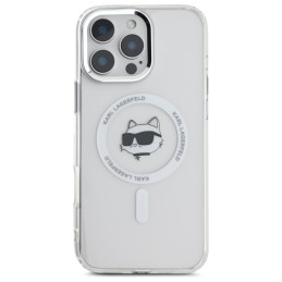 Etui Karl Lagerfeld IML Metal Choupette Head MagSafe do iPhone 16 Pro Max, biały/white