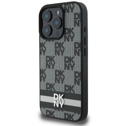 Etui DKNY Checkered Pattern & Printed Stripes do iPhone 16 Pro Max, czarne 