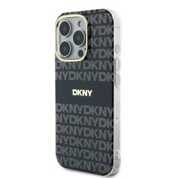 Etui DKNY Repeat Texture Pattern With Stripe do iPhone 16 Pro Max, czarne