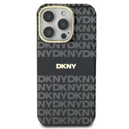 Etui DKNY Repeat Texture Pattern With Stripe do iPhone 16 Pro Max, czarne