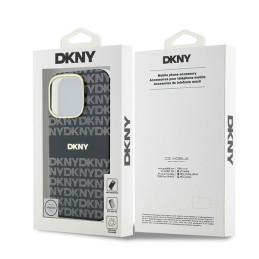 Etui DKNY Repeat Texture Pattern With Stripe do iPhone 16 Pro Max, czarne