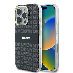 Etui DKNY Repeat Texture Pattern With Stripe do iPhone 16 Pro Max, czarne