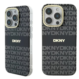 Etui DKNY Repeat Texture Pattern With Stripe do iPhone 16 Pro Max, czarne